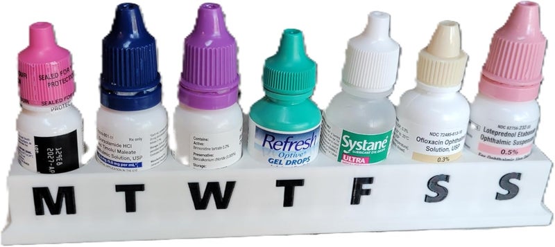 Znet3D Eye Drop Bottle Holder & Weekly Organizer – 7-Day Labeled Tray for Easy Tracking – Durable, Lightweight Design – Keeps Eye Drop Bottles Neat, Accessible & On Schedule - Image 1